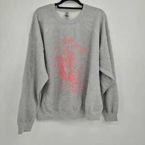 ♧ Heather Gray Crewneck Sweater with Pink Pony Club Graphic Size XL